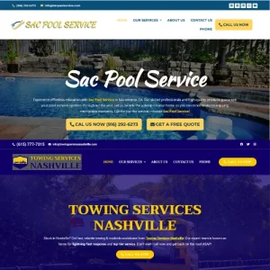 pool service and Towing services homepage